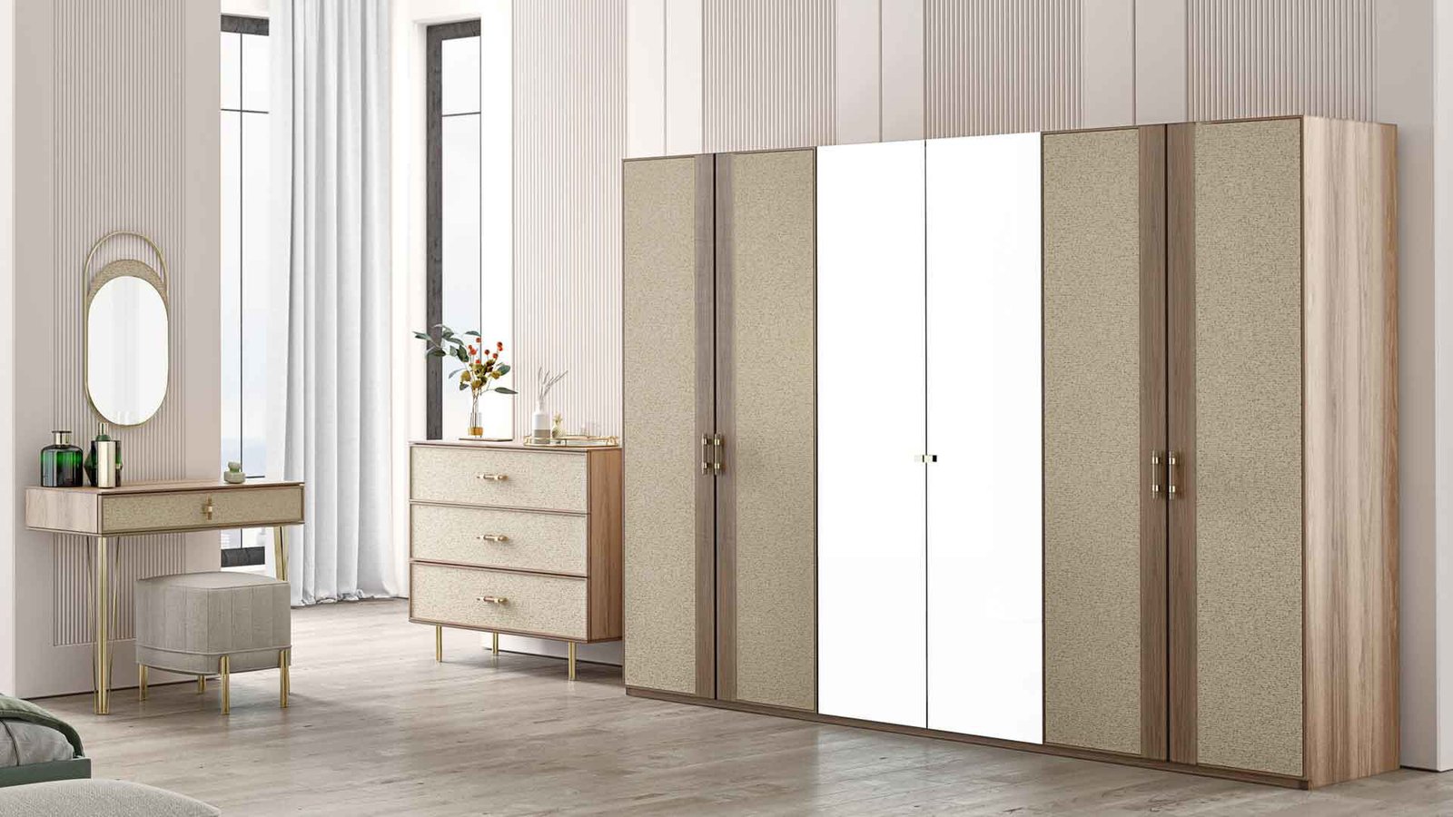 0018157 Norel 5 Kapakli Dolap 228 Cm Dilara Collection Kigali