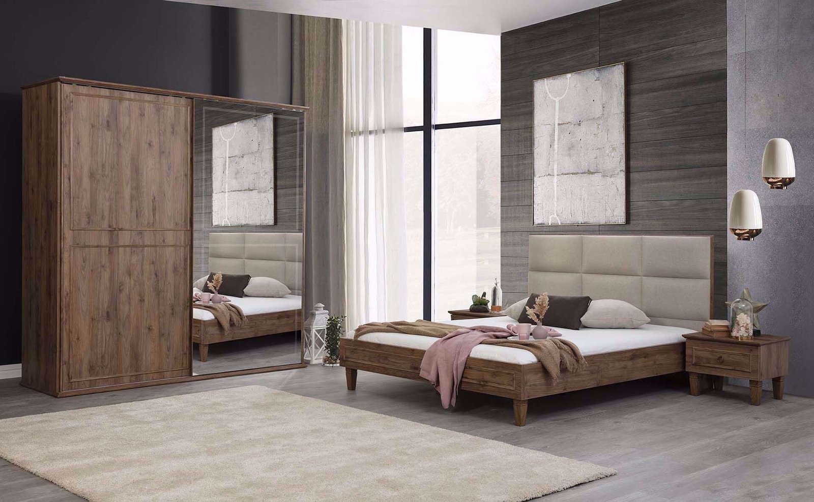 0004673 Cara Bazali Karyola 160200 Cm Basucu Dahil Amalfi Ceviz Dilara Collection Kigali