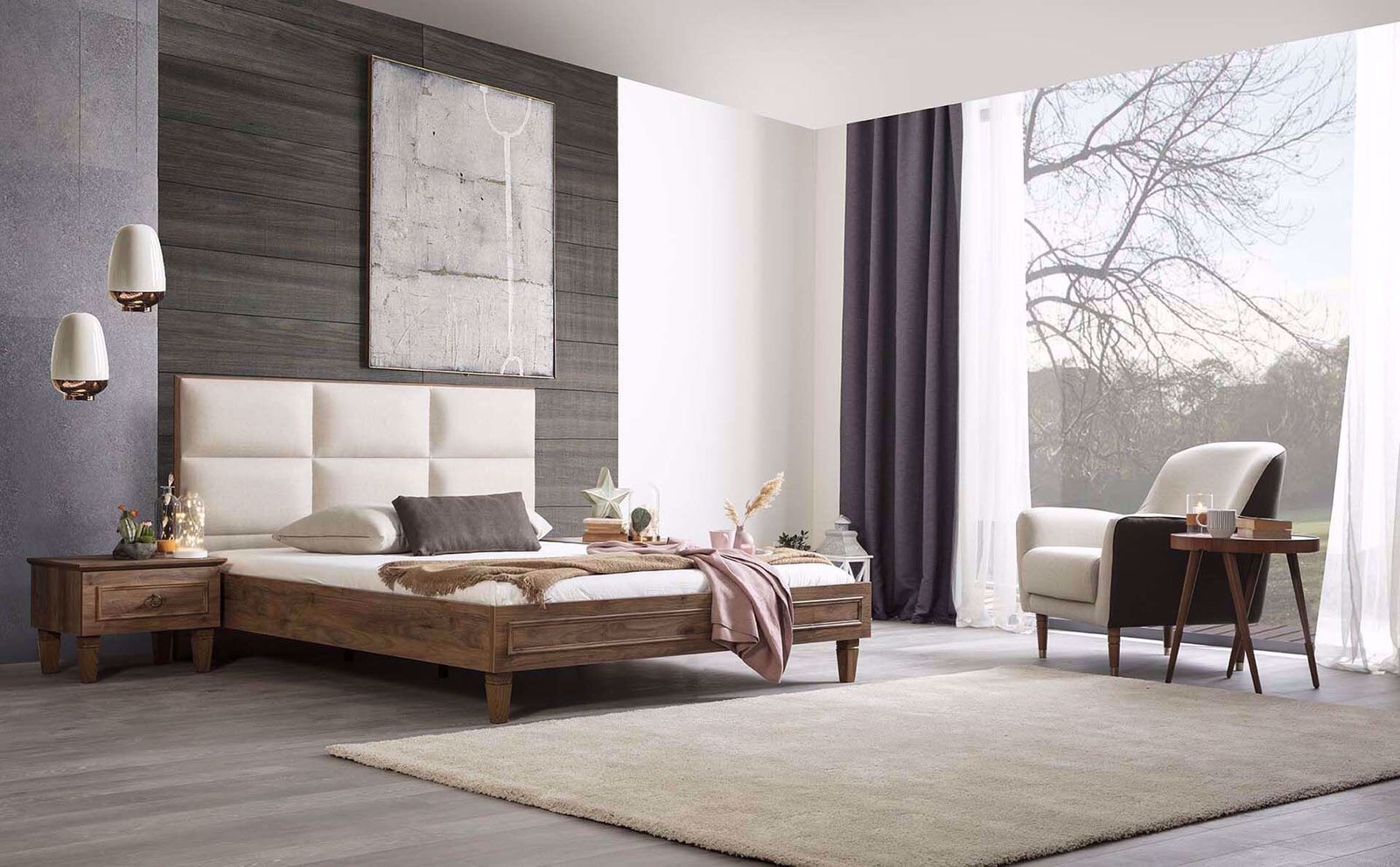 0004674 Cara Bazali Karyola 160200 Cm Basucu Dahil Amalfi Ceviz Dilara Collection Kigali