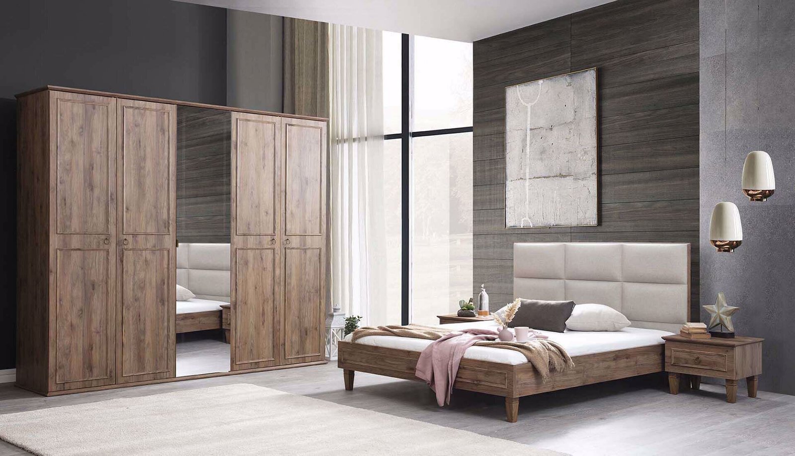 0012578 Cara Bazali Karyola 160200 Cm Basucu Dahil Amalfi Ceviz Dilara Collection Kigali