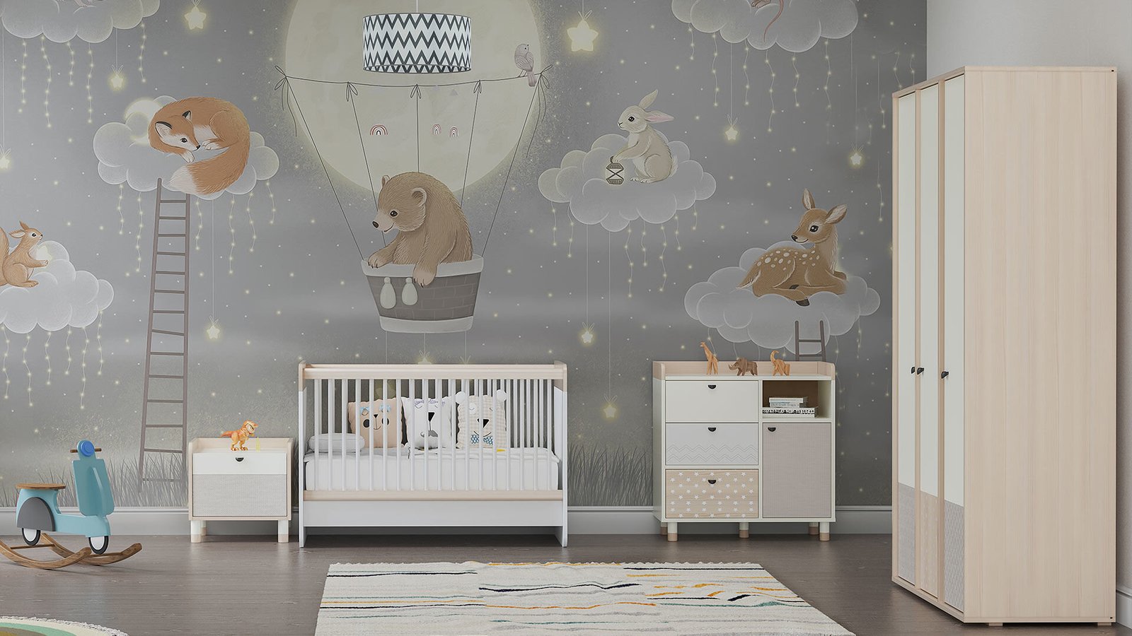 0021198 Natural 3 Kapakli Dolap Dilara Collection Kigali